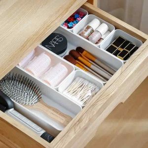 Multifunctional PP Drawer Divider Organizer for Kitchen Wardrobe Bathroom Living Room Jewellery & Sundries Tableware Storage