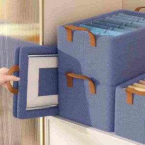Closet or Bathroom Convertible and Detachable Double-seater Fabric Storage Bag & Folding Clothes Storage Box Organizer