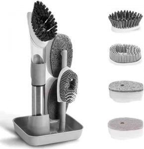 Kitchen Accessories Cleaning Supplies With Stainless Steel Handle 4 in 1 Pot Pan Sink Dish Cleaning Brush Set