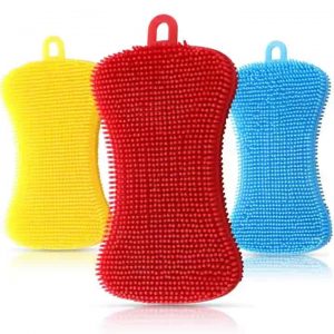 Eco Friendly Household Kitchen Accessories Silicone Sponge Dish Washing Scrubber Silicone Cleaner Sponge Cleaning Brushes